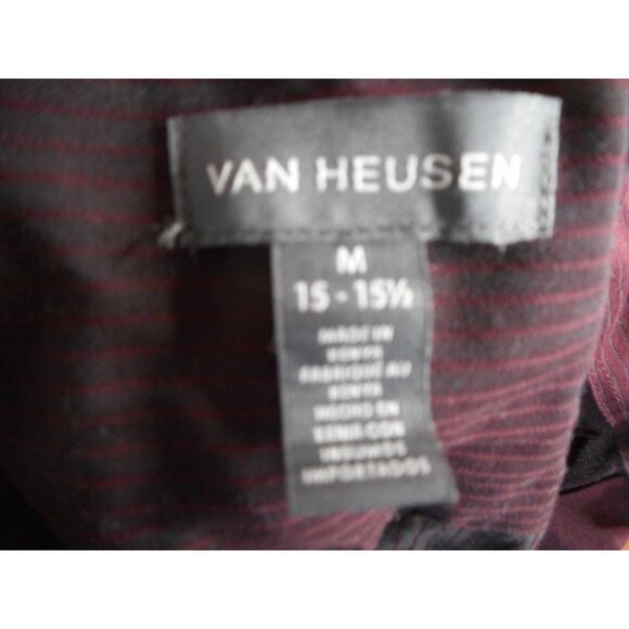 Van Heusen Purple Black Striped Dress Shirt - Picture 3 of 4